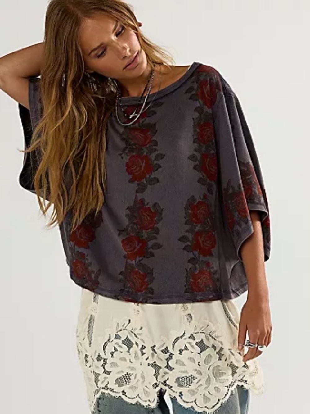 Free People/We the Free Next Level Printed Tee in Ember Ash Combo Size XS. NWT